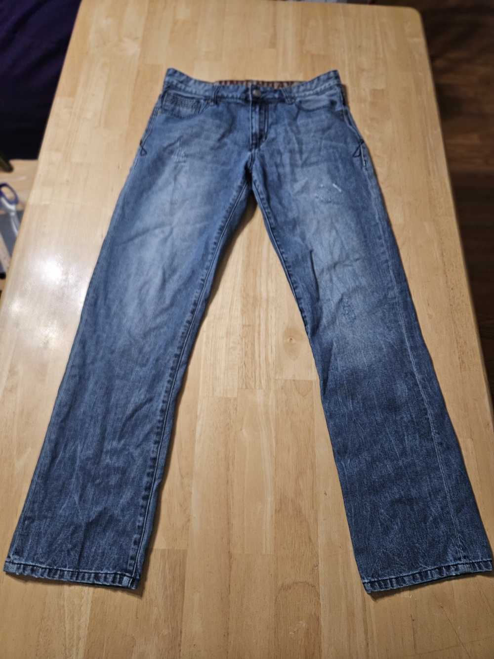 Y2K UnionBay Medium Wash Distressed Blue Straight Jeans 32x32 @B1